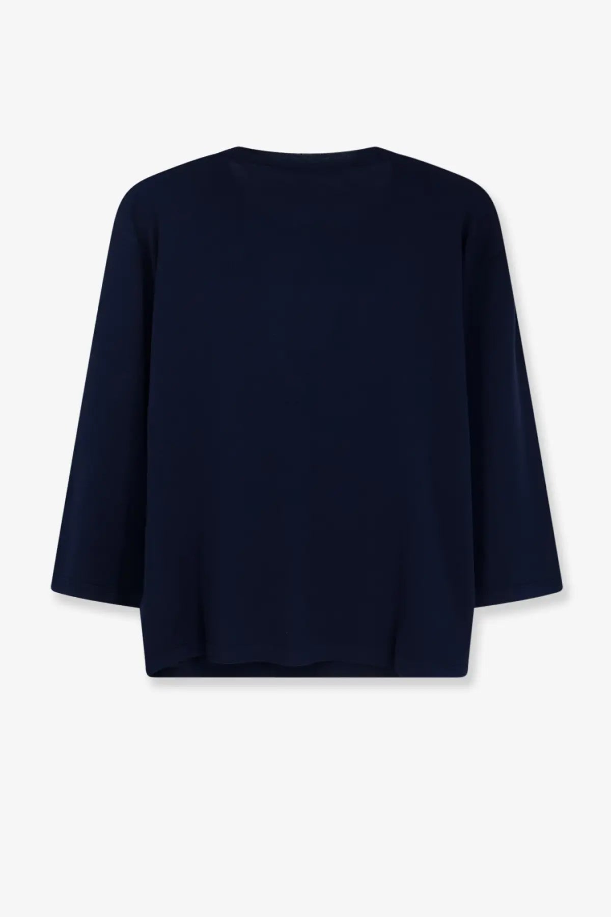 Navy blue cotton sweater by Aspesi featuring a relaxed fit long sleeved top with subtle drape for women
