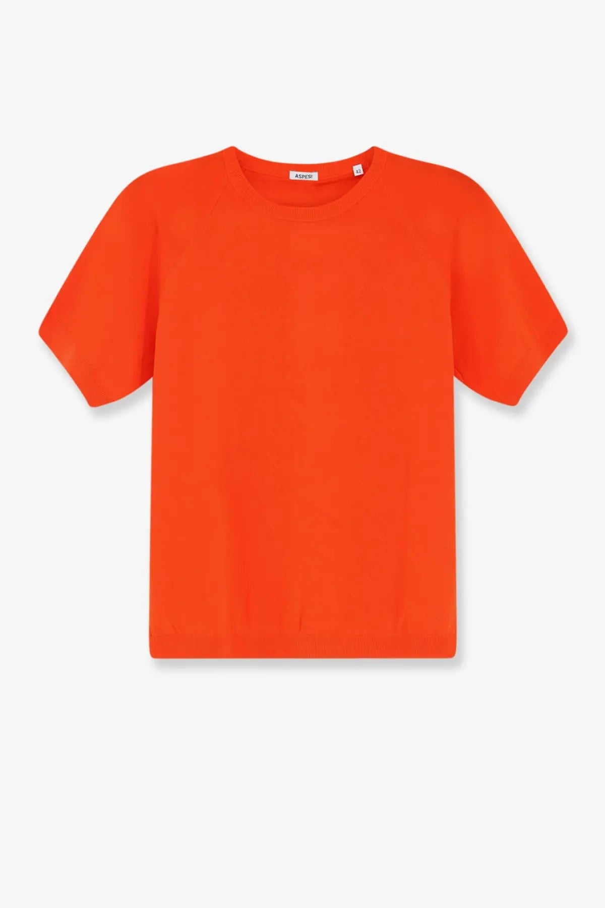 Aspesi women’s bright orange cotton short-sleeved sweater with crew neck and minimalist design