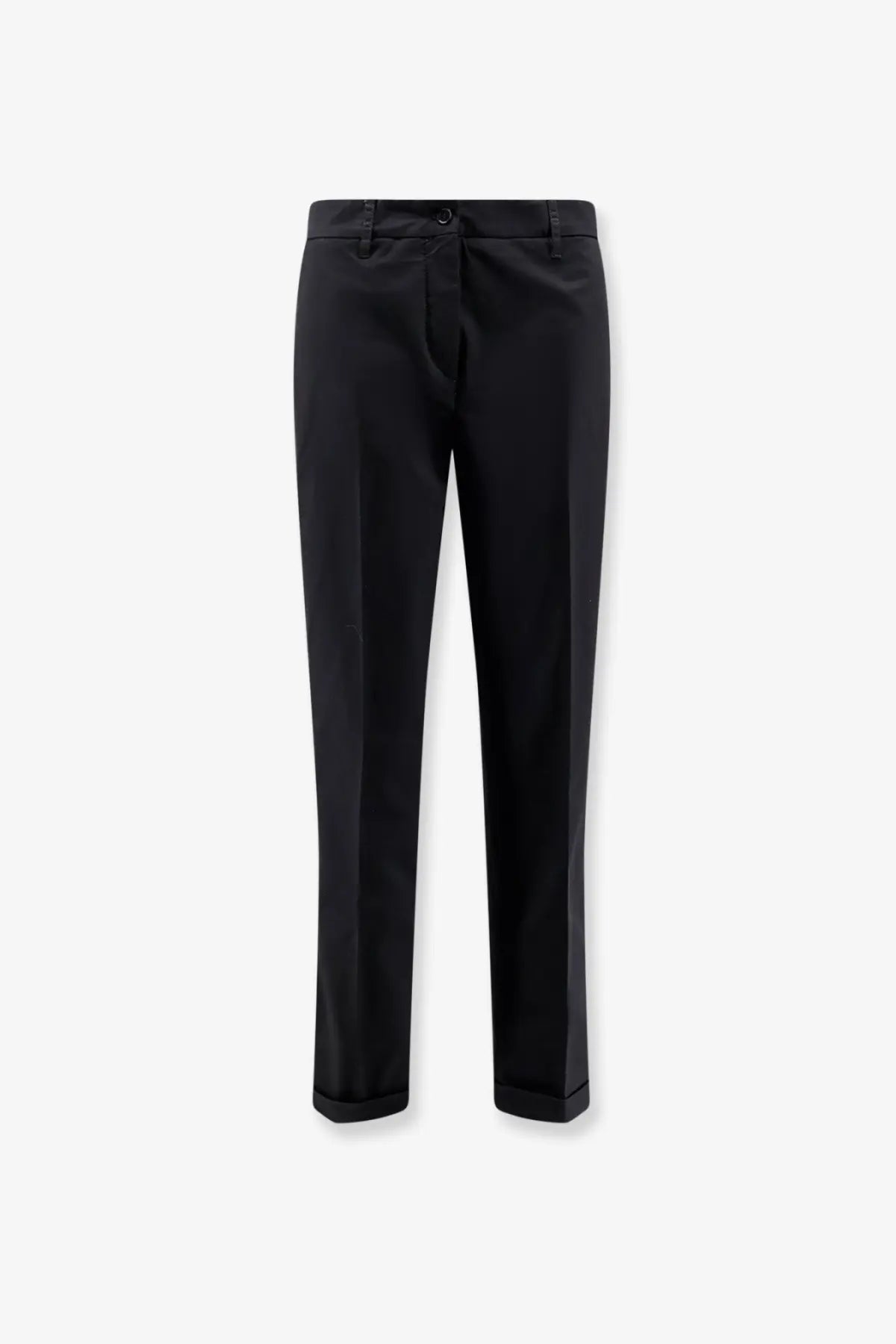 Aspesi women’s black cotton tailored trousers with a sleek straight-leg cut and subtle creases
