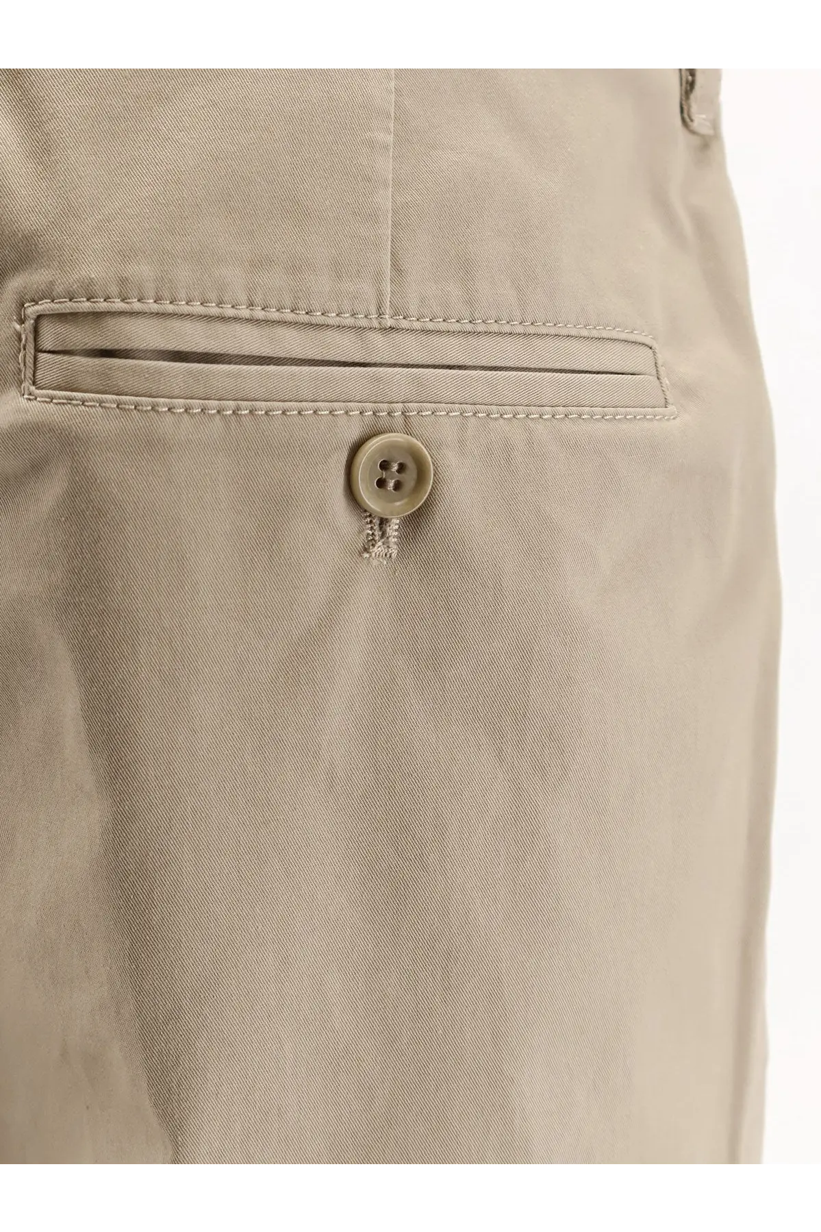 Beige Aspesi women’s cotton trousers Coloniale with subtle woven texture and matching button closure