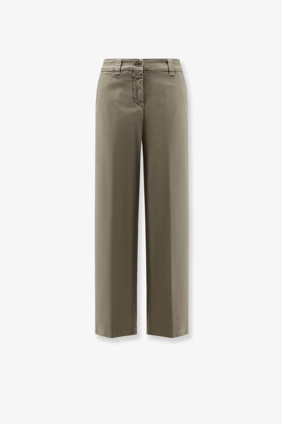 Aspesi women’s cotton trousers grey in khaki with straight-leg cut and minimalist stitching details