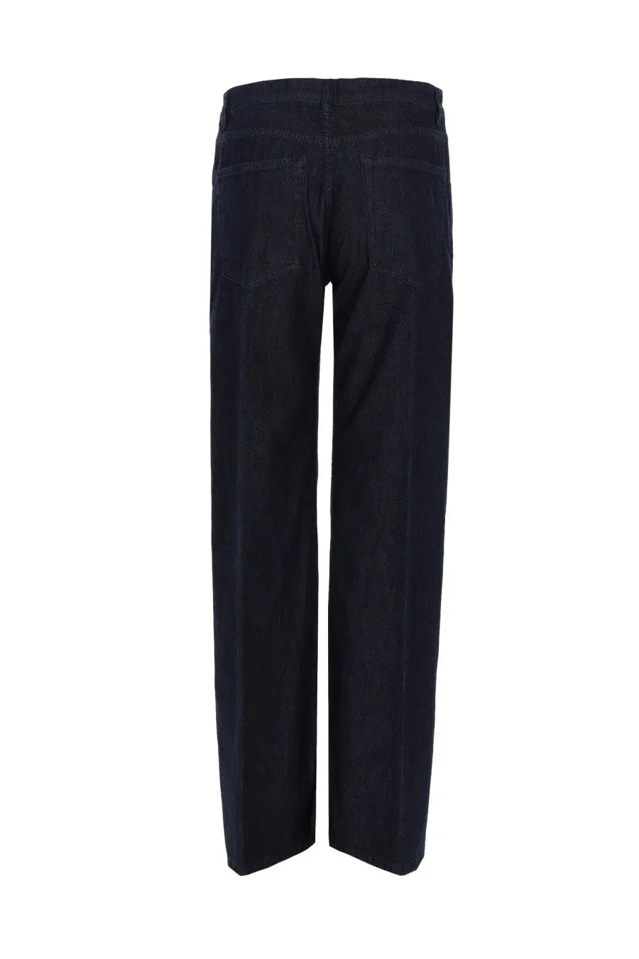 Aspesi women’s dark indigo denim jeans regular fit with straight-leg cut and classic back pockets showing the back side