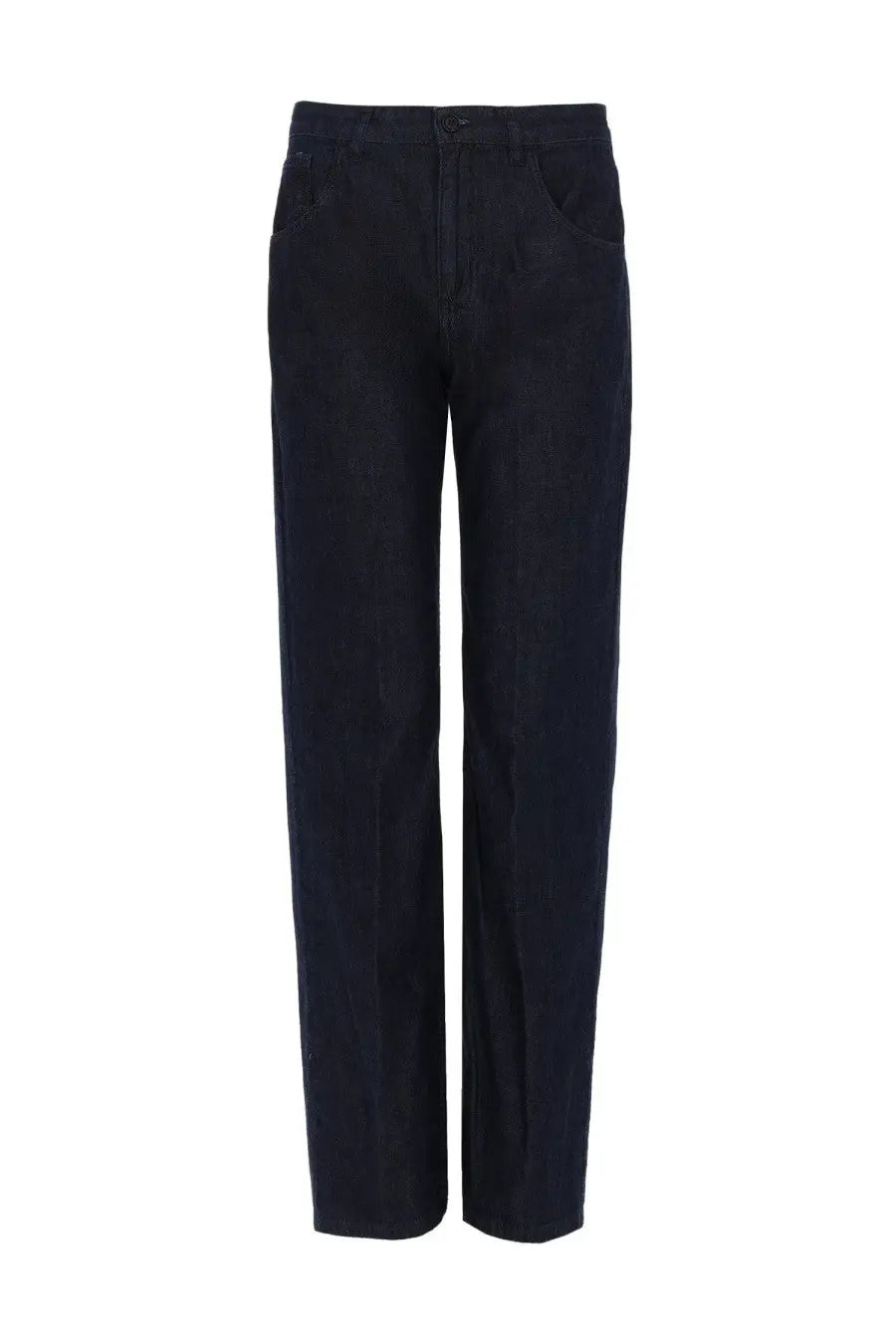 Aspesi women’s jeans regular fit dark navy blue denim trousers with classic straight-leg cut and standard front pockets