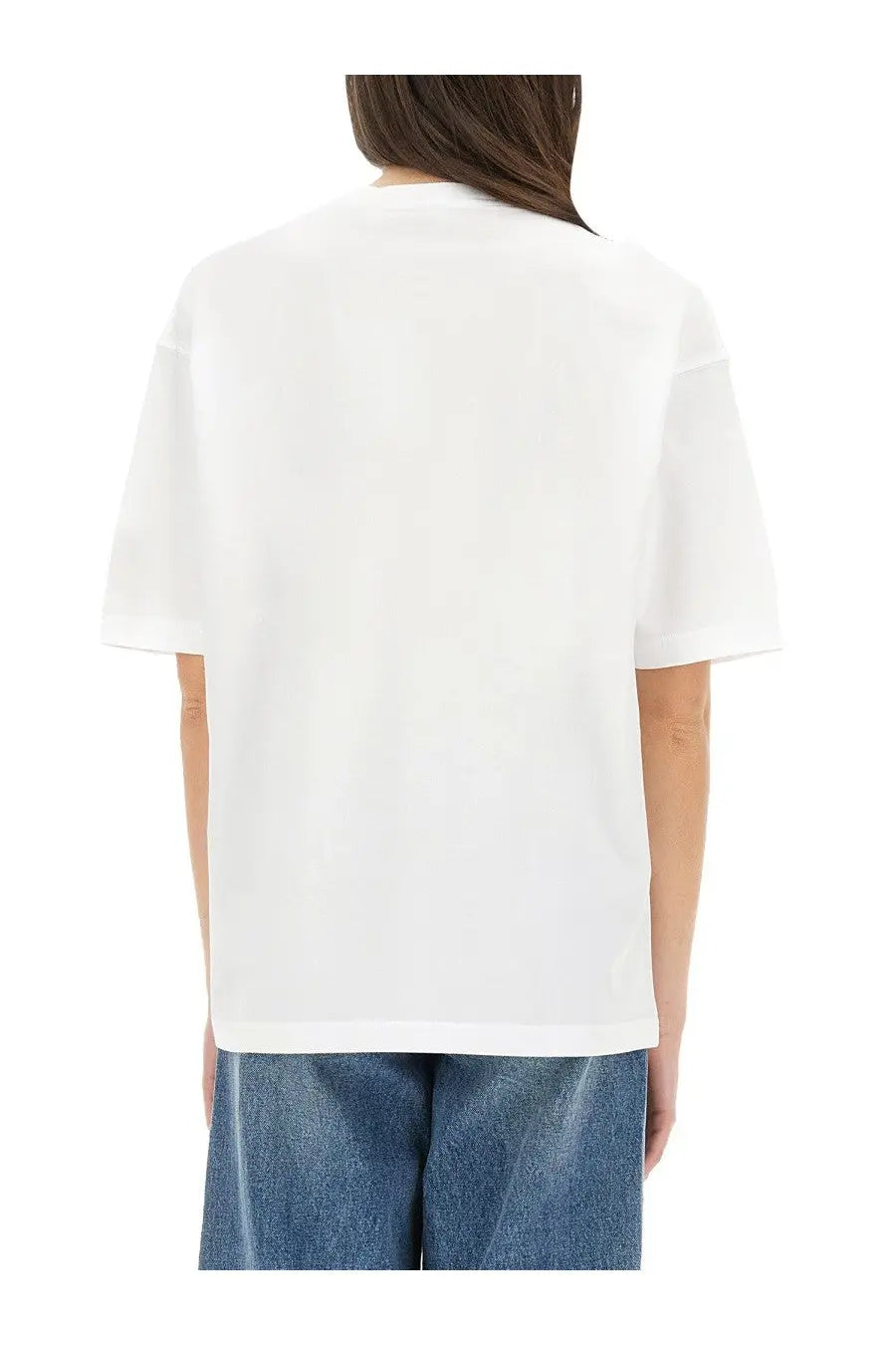 Aspesi women’s white oversized short-sleeved t-shirt with relaxed fit perfect for casual wear