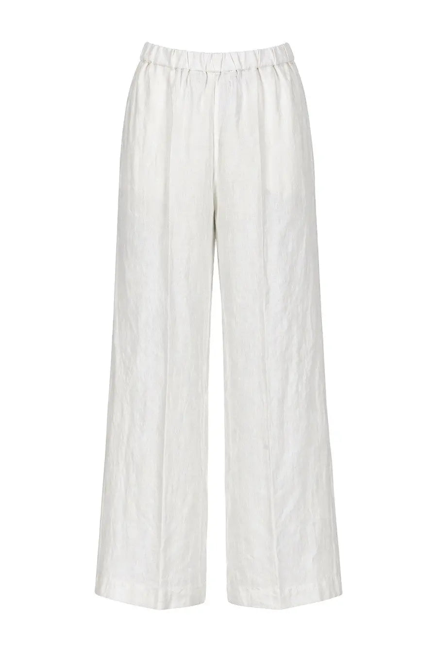 Aspesi women’s pantalone mod0128 white linen trousers with elastic waistband and relaxed wide-leg cut