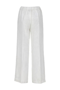 Aspesi women’s pantalone mod0128 white wide-leg trousers with elastic waistband and smooth flowing fabric