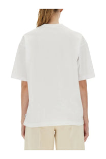 Aspesi women’s white oversized short-sleeved shirt with a relaxed fit and subtle ribbed hem