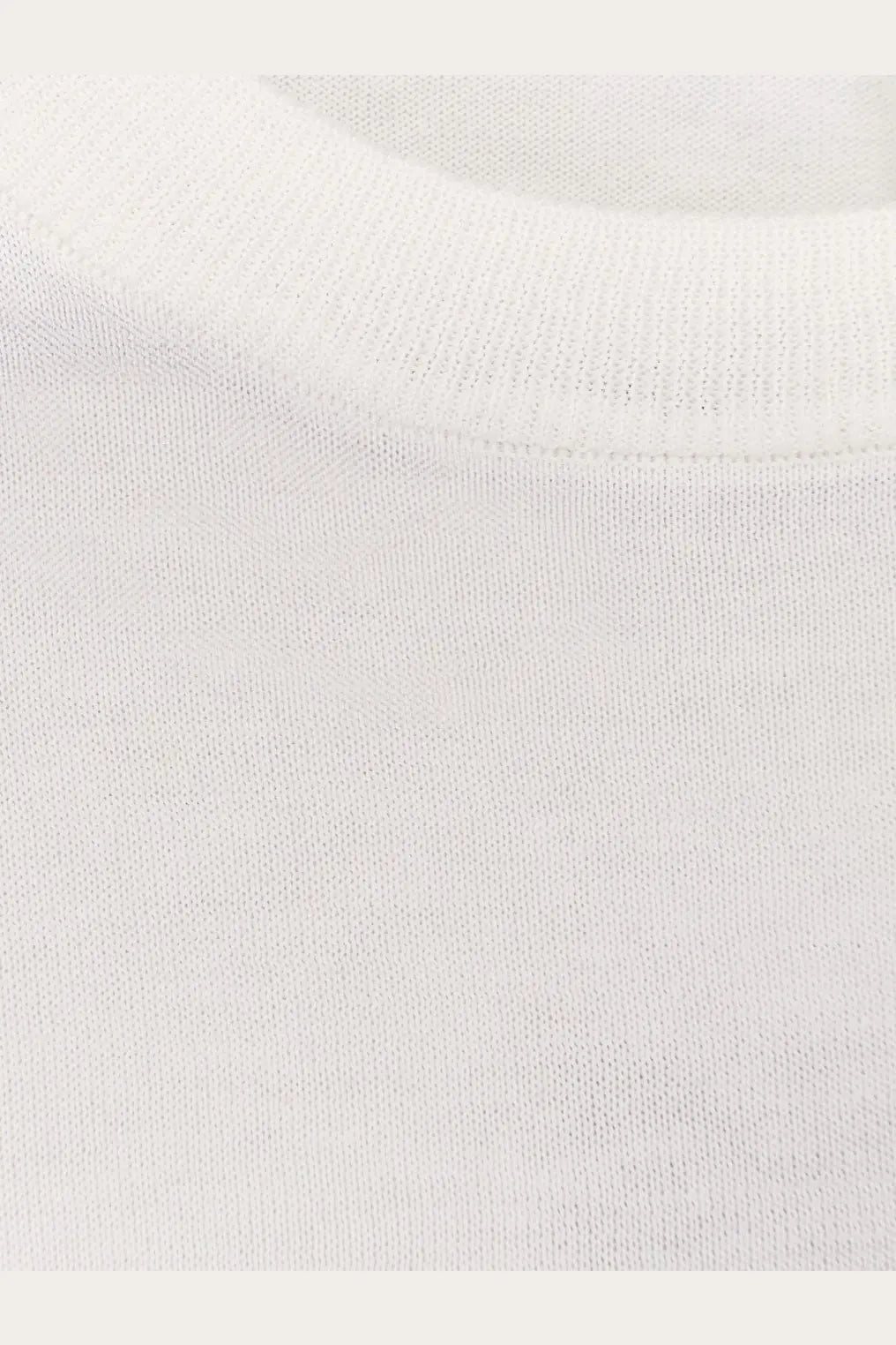 White cotton crewneck top with soft breathable fabric and ribbed neckline from Aspesi silk and linen blend sweater white