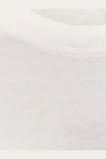 White cotton crewneck top with soft breathable fabric and ribbed neckline from Aspesi silk and linen blend sweater white