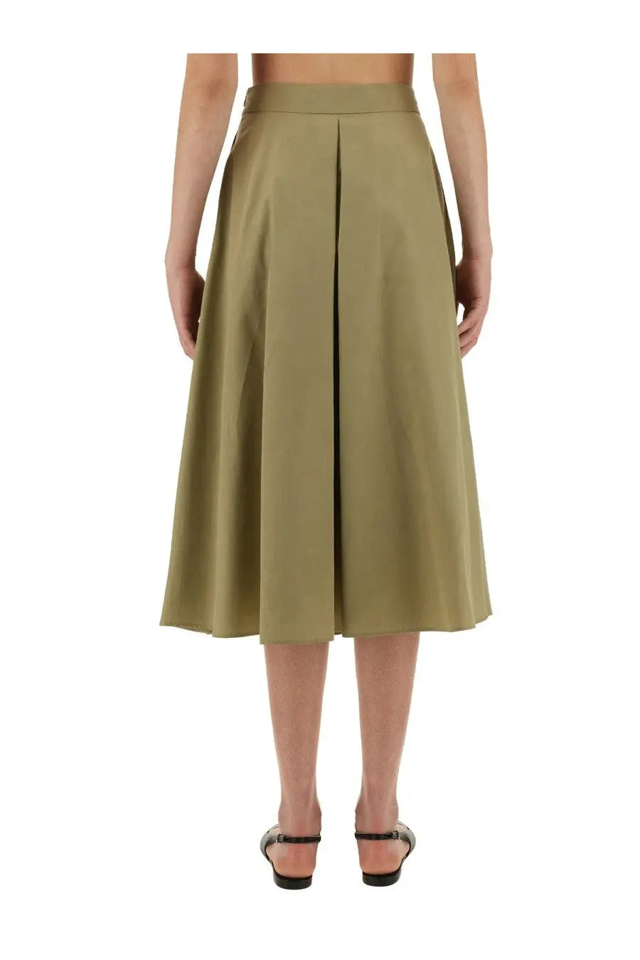 Aspesi women’s olive green pleated midi skirt mod2260 beige elegant lightweight fabric perfect for casual wear