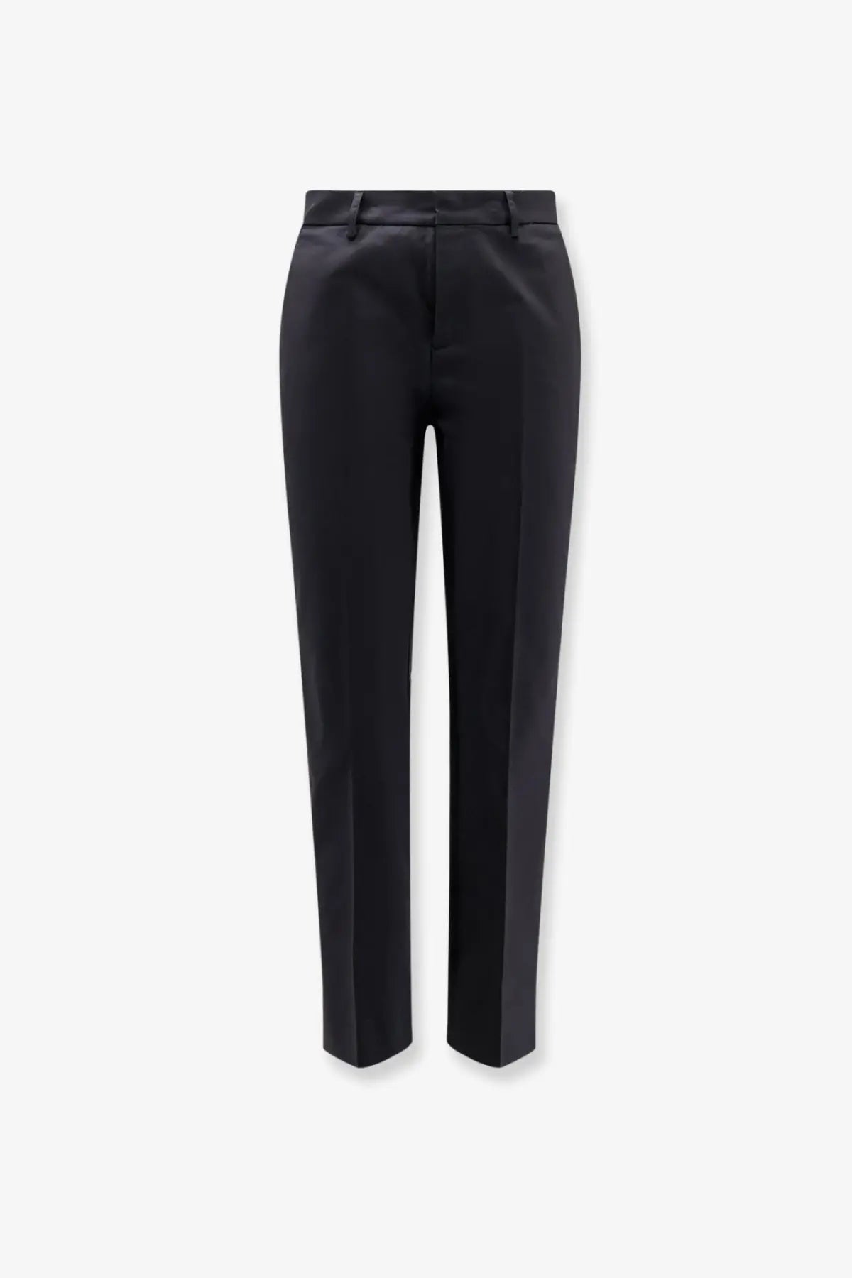 Black tailored aspesi women’s stretch cotton trousers with sleek straight-leg cut and subtle creasing at the waistband