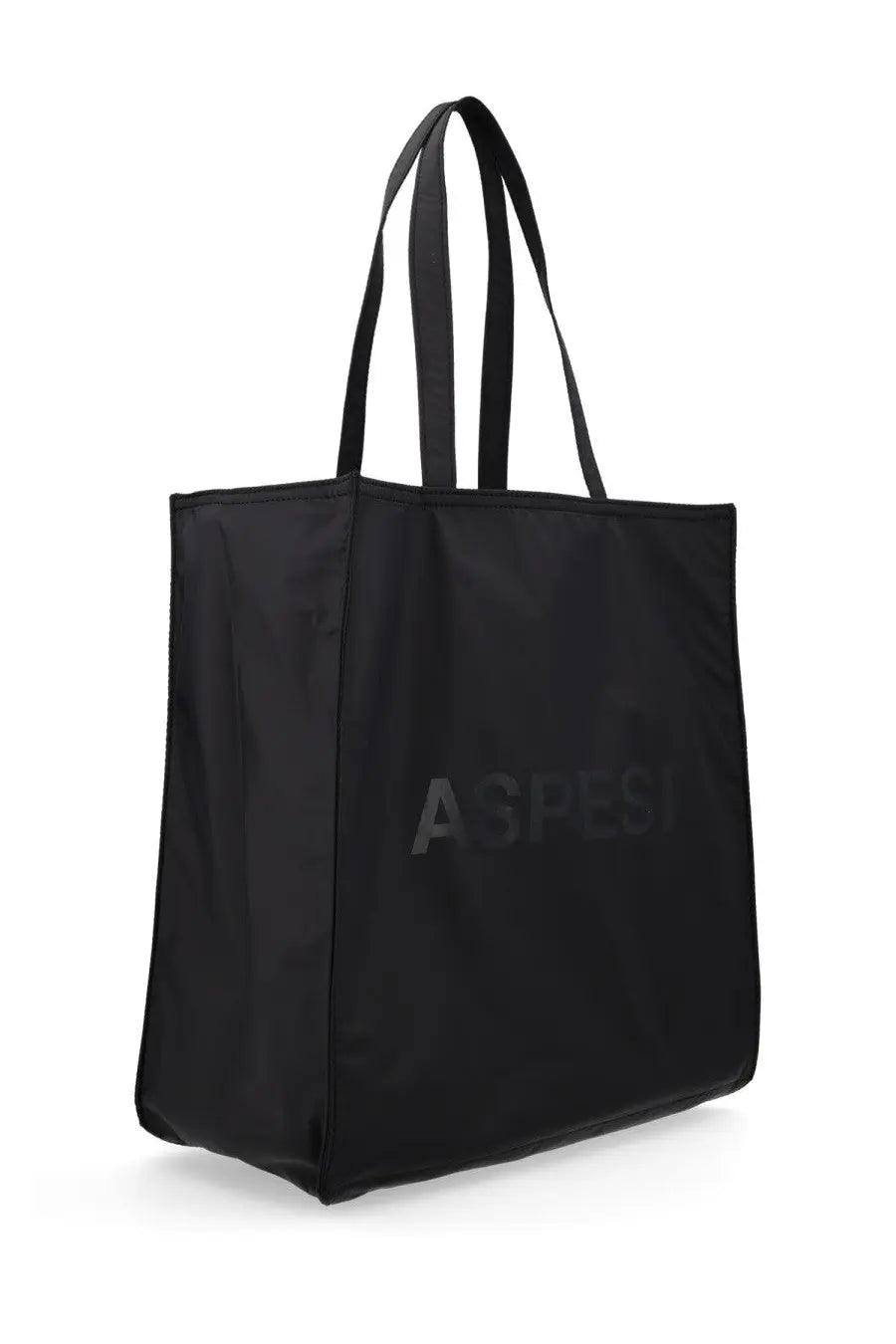 Black Aspesi women’s tote bag with sleek minimalist design and subtle embossed branding for everyday use