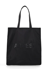 Black ASPESI women’s tote bag made of leather with subtle embossed asos branding on the front