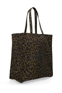 Aspesi women’s tote bag featuring brown and black leopard print with matching handles for stylish carrying