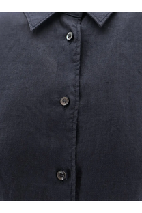 Aspesi women’s vissuto dark blue linen shirt with silver buttons featuring breathable fabric and classic design