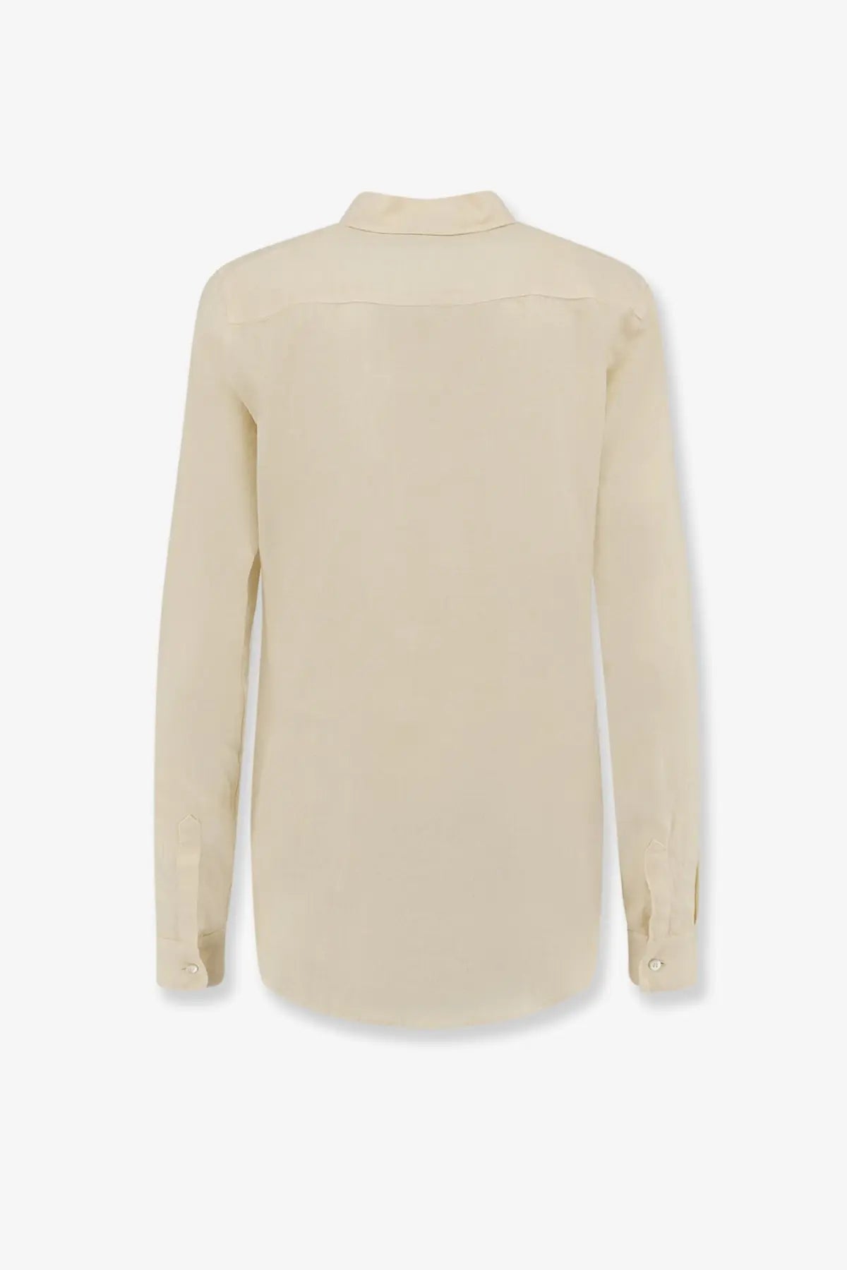 Aspesi women’s vissuto linen shirt white beige long-sleeved button-down with classic collar and seam detailing