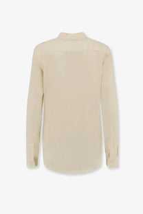 Aspesi women’s vissuto linen shirt white beige long-sleeved button-down with classic collar and seam detailing