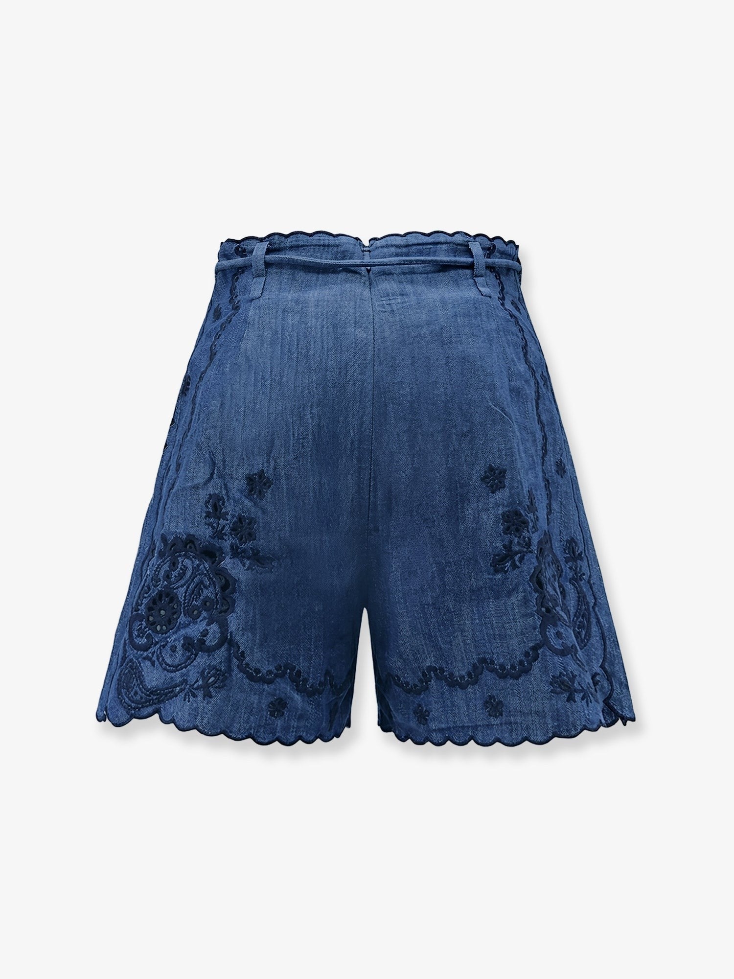 Zimmermann Women's Aster Embroidered Denim Shorts Blue