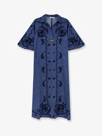 Zimmermann Women's Aster Long Denim Dress Blue