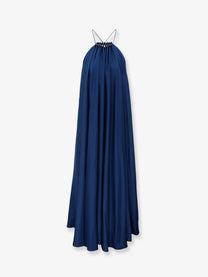 Zimmermann Women's Aster Long Silk Dress Darkcobalt