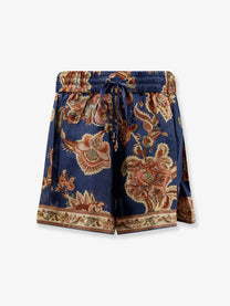 Zimmermann Women's Aster Relaxed Silk Bermuda Shorts Blue