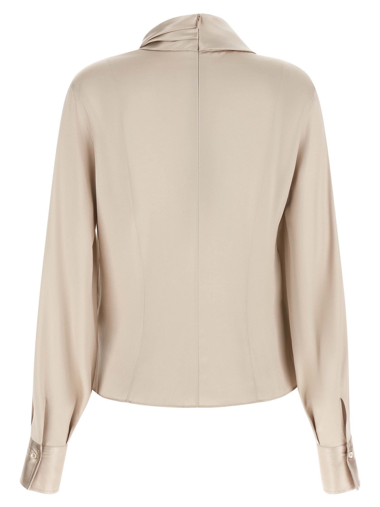 Brunello Cucinelli Asymmetric Draped Blouse Beige