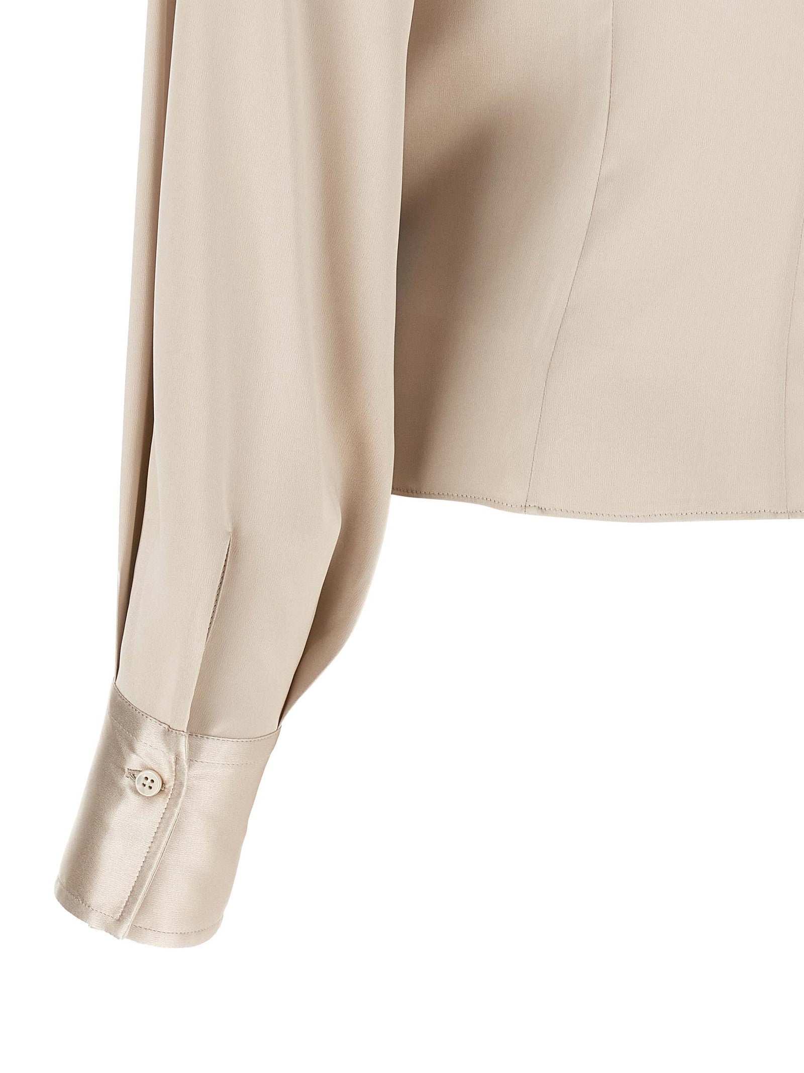 Brunello Cucinelli Asymmetric Draped Blouse Beige
