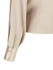 Brunello Cucinelli Asymmetric Draped Blouse Beige