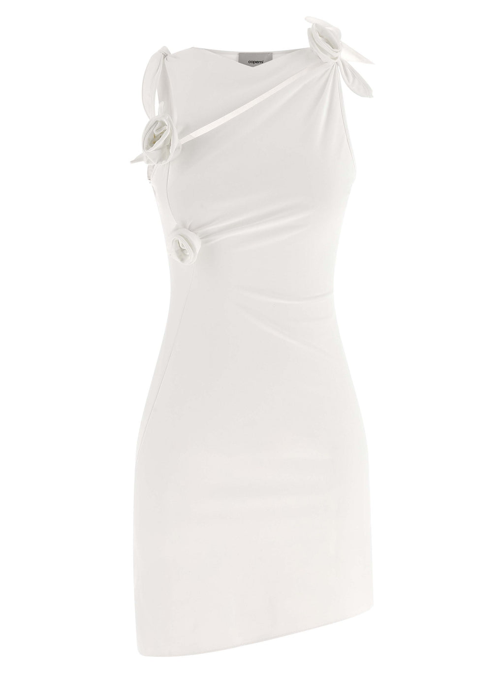 Coperni Asymmetric Flower Dress White