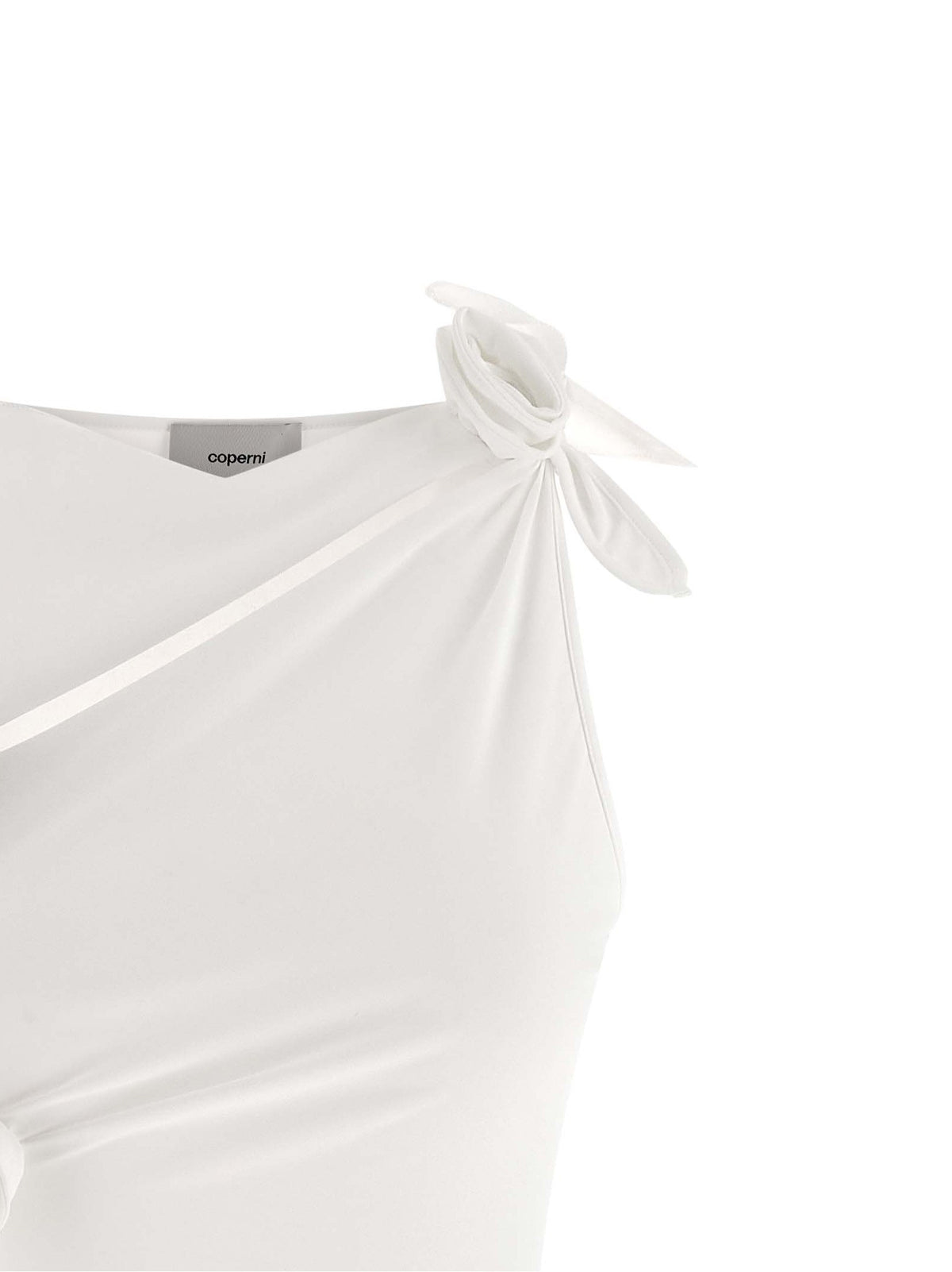 Coperni Asymmetric Flower Dress White, view 3