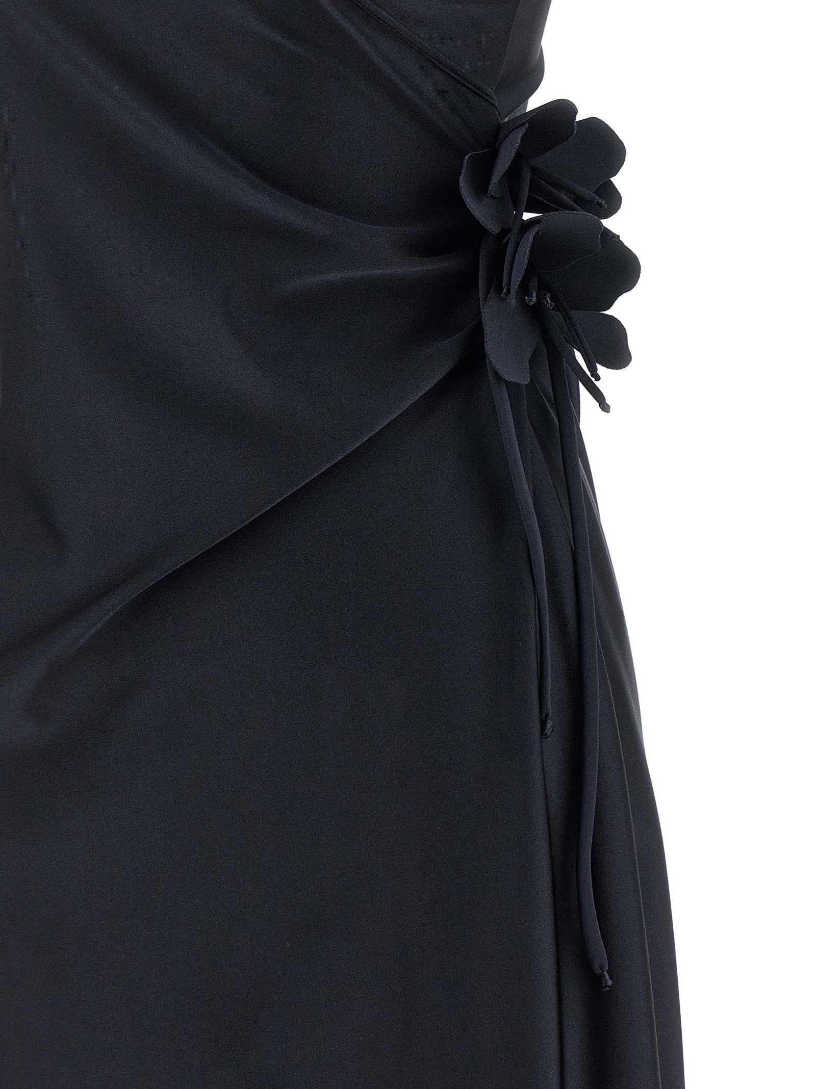 Coperni Asymmetric Mini Flower Dress Black