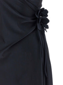Coperni Asymmetric Mini Flower Dress Black