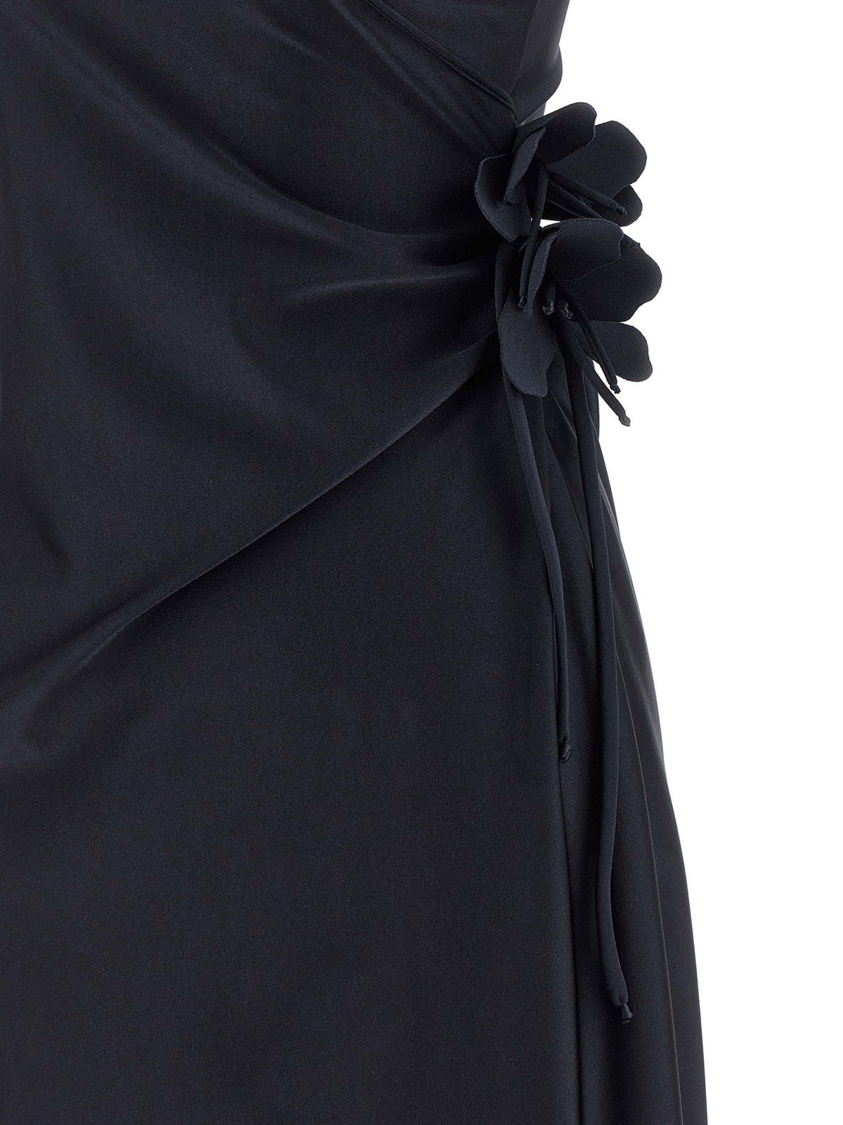 Coperni Asymmetric Mini Flower Dress Black, view 4