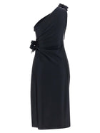 Coperni Asymmetric Mini Flower Dress Black, view 2