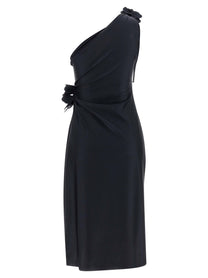 Coperni Asymmetric Mini Flower Dress Black