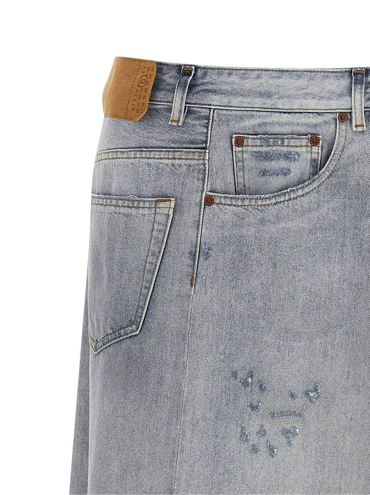 MM6 Maison Margiela Asymmetrical Construction Skirt Blue, view 3