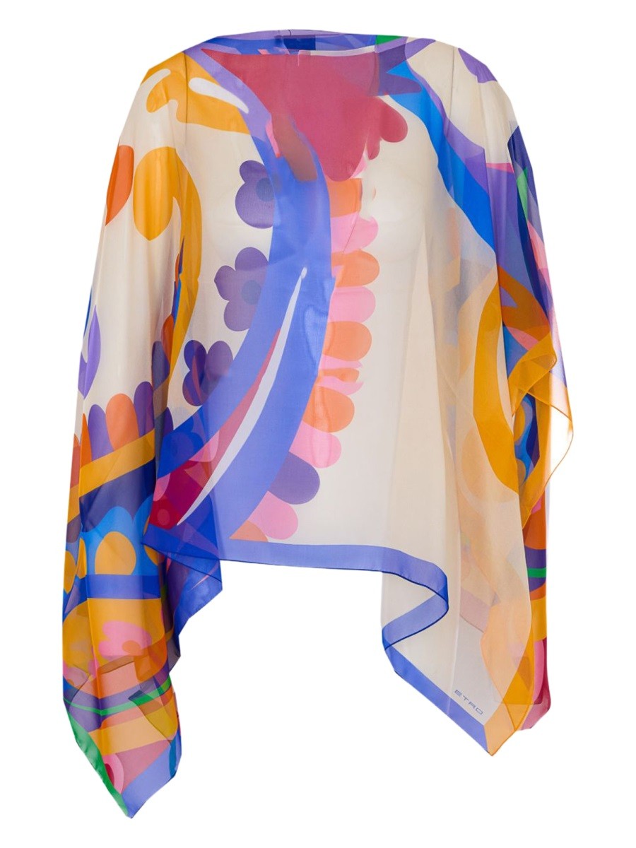 ETRO Women's Asymmetrical Paisley Print Poncho Multicolor