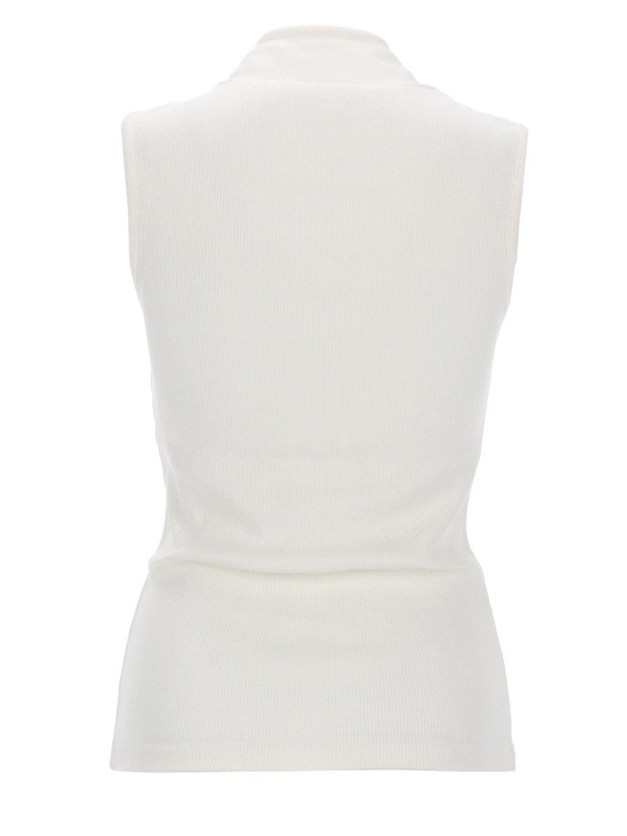 Lemaire Women's Asymmetrical Ribbed Top White