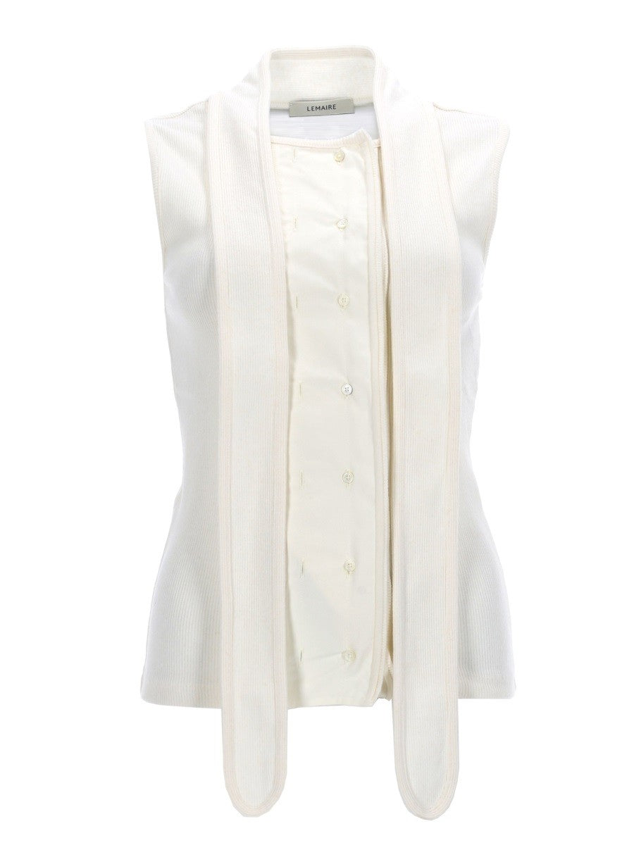 Lemaire Women's Asymmetrical Ribbed Top White