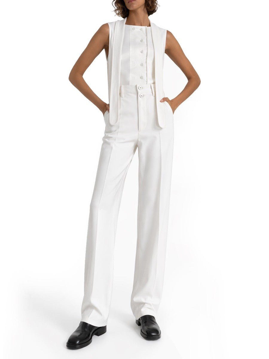 Lemaire Women's Asymmetrical Ribbed Top White