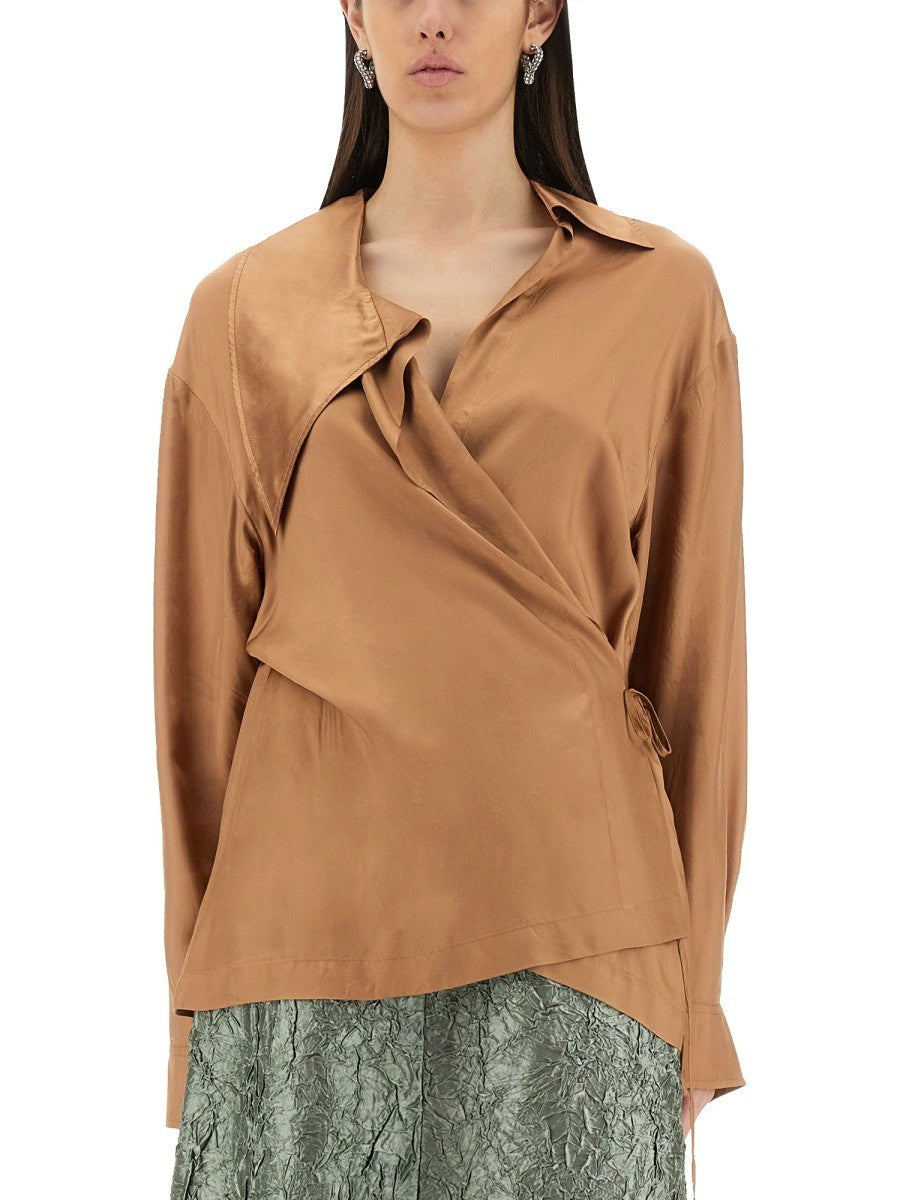 Dries Van Noten Women's Asymmetrical Shirt Beige