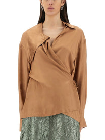 Dries Van Noten Women's Asymmetrical Shirt Beige