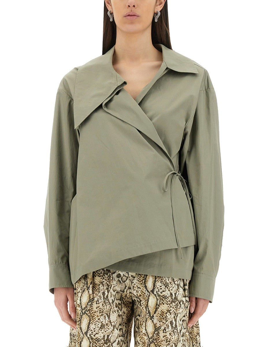 Dries Van Noten Women's Asymmetrical Shirt Green