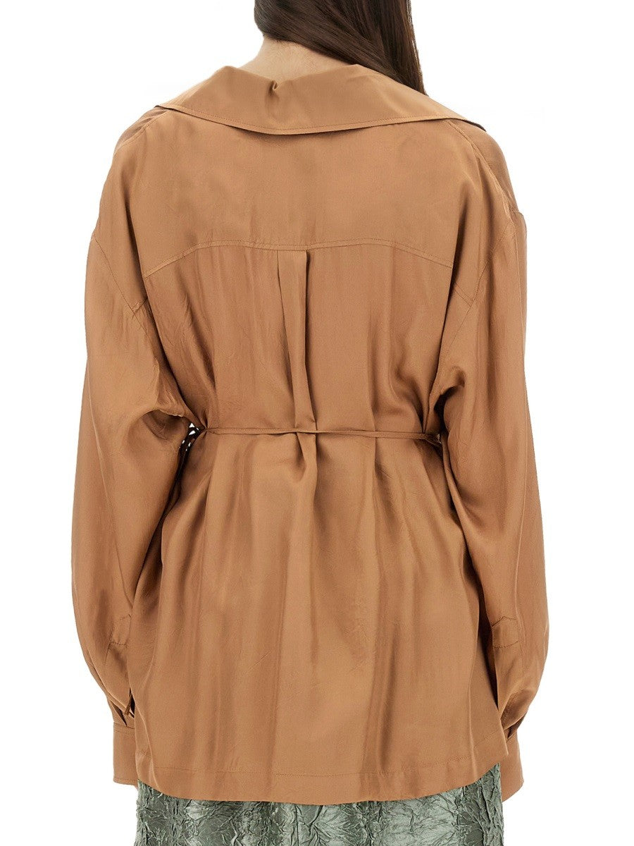Dries Van Noten Women's Asymmetrical Shirt Beige