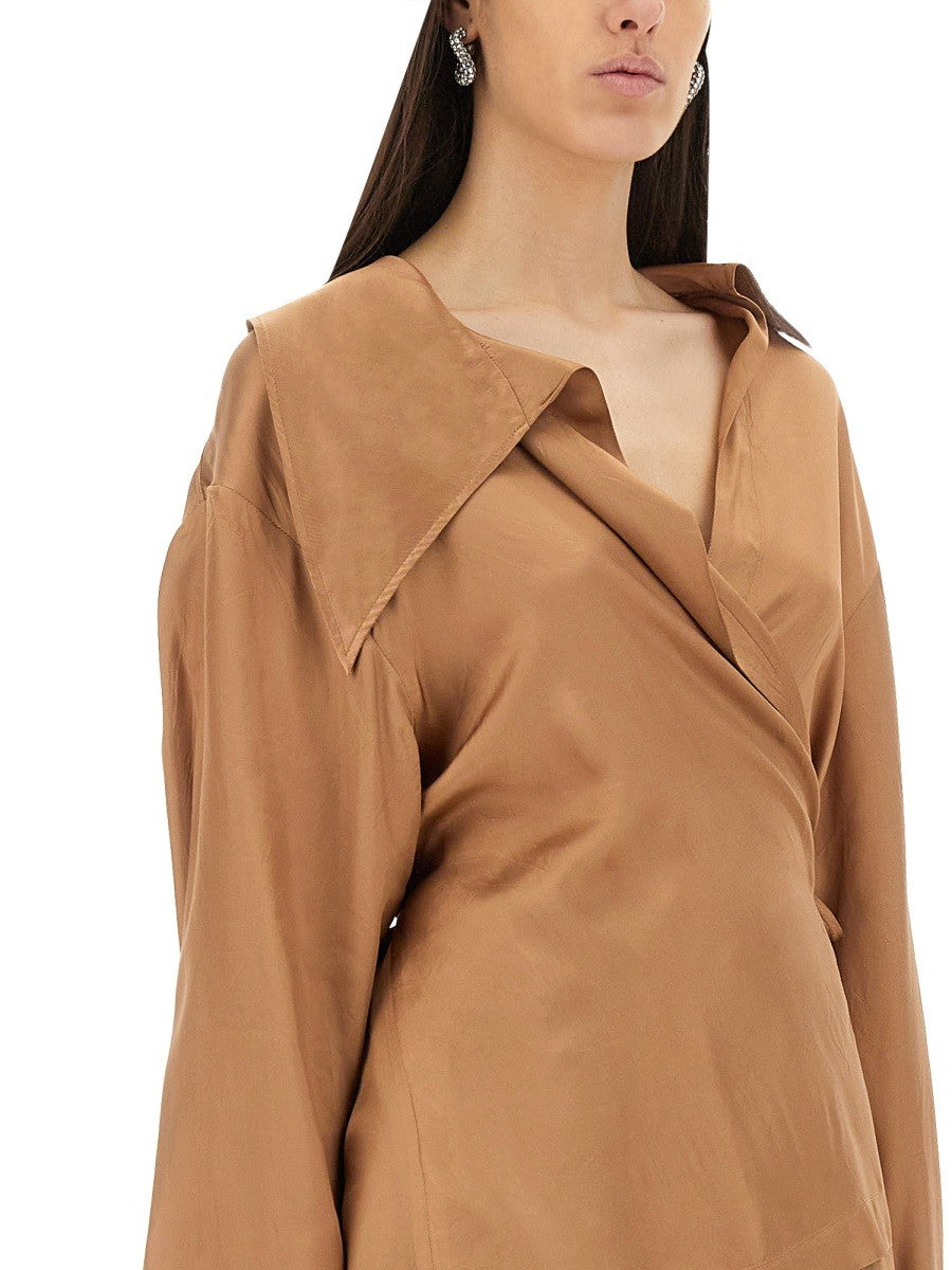 Dries Van Noten Women's Asymmetrical Shirt Beige