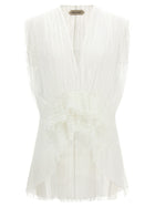 Alberta Ferretti Asymmetrical Tulle Top White