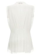 Alberta Ferretti Asymmetrical Tulle Top White, view 2