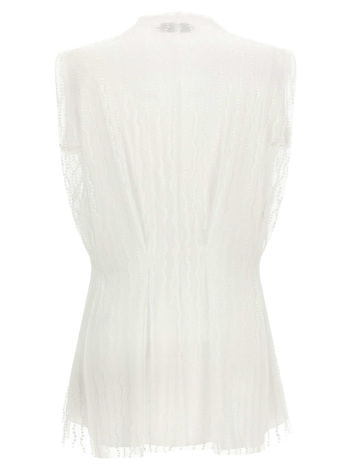 Alberta Ferretti Asymmetrical Tulle Top White, view 2