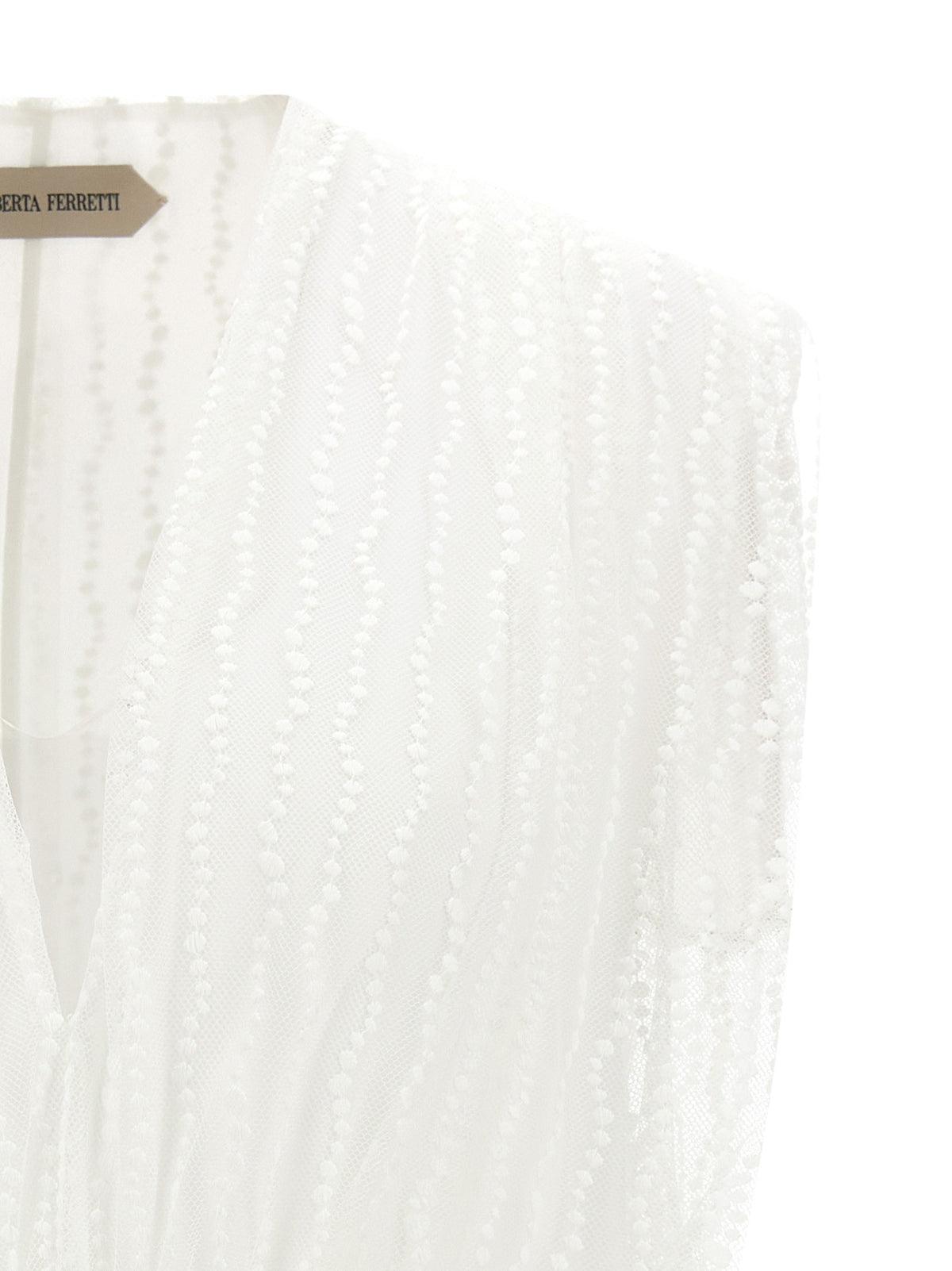 Alberta Ferretti Asymmetrical Tulle Top White