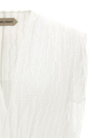 Alberta Ferretti Asymmetrical Tulle Top White